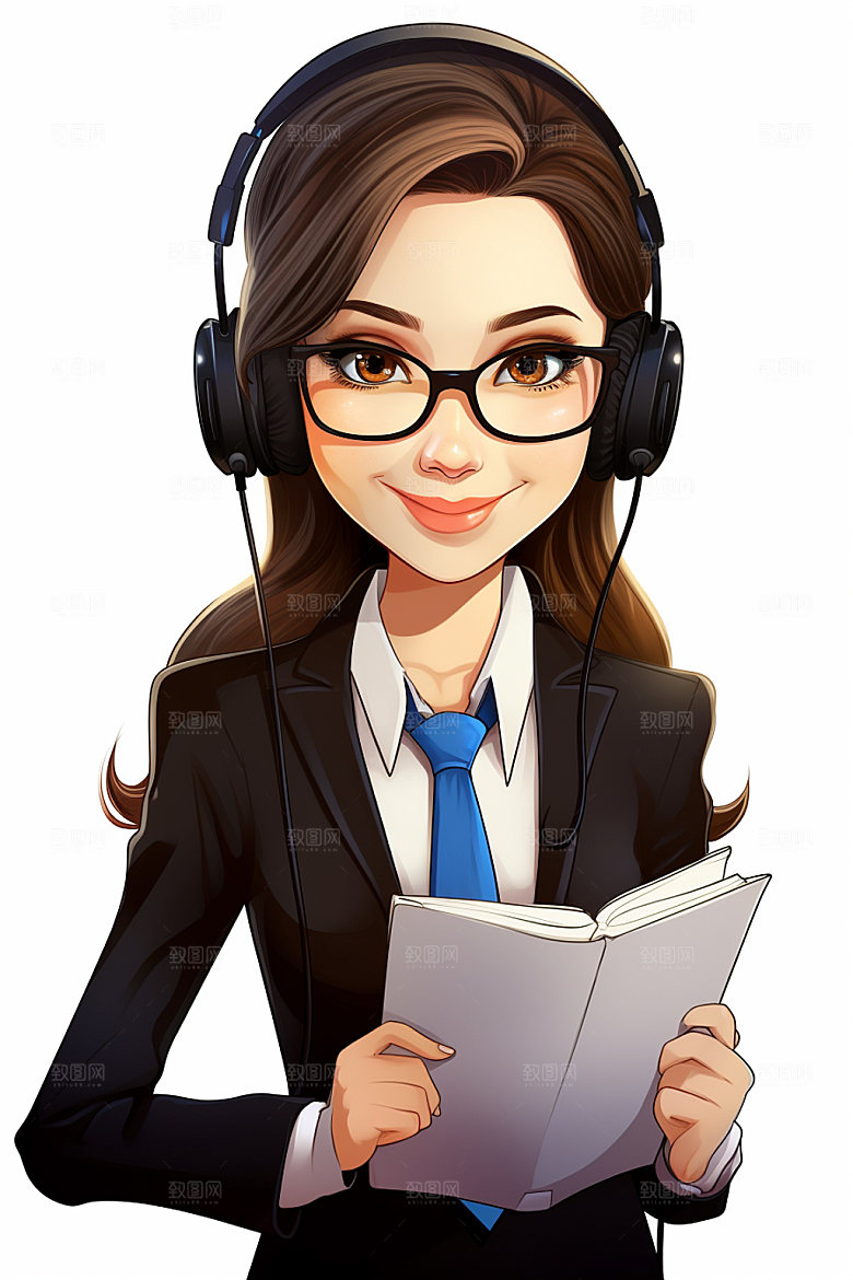 翻译官记者形象插画