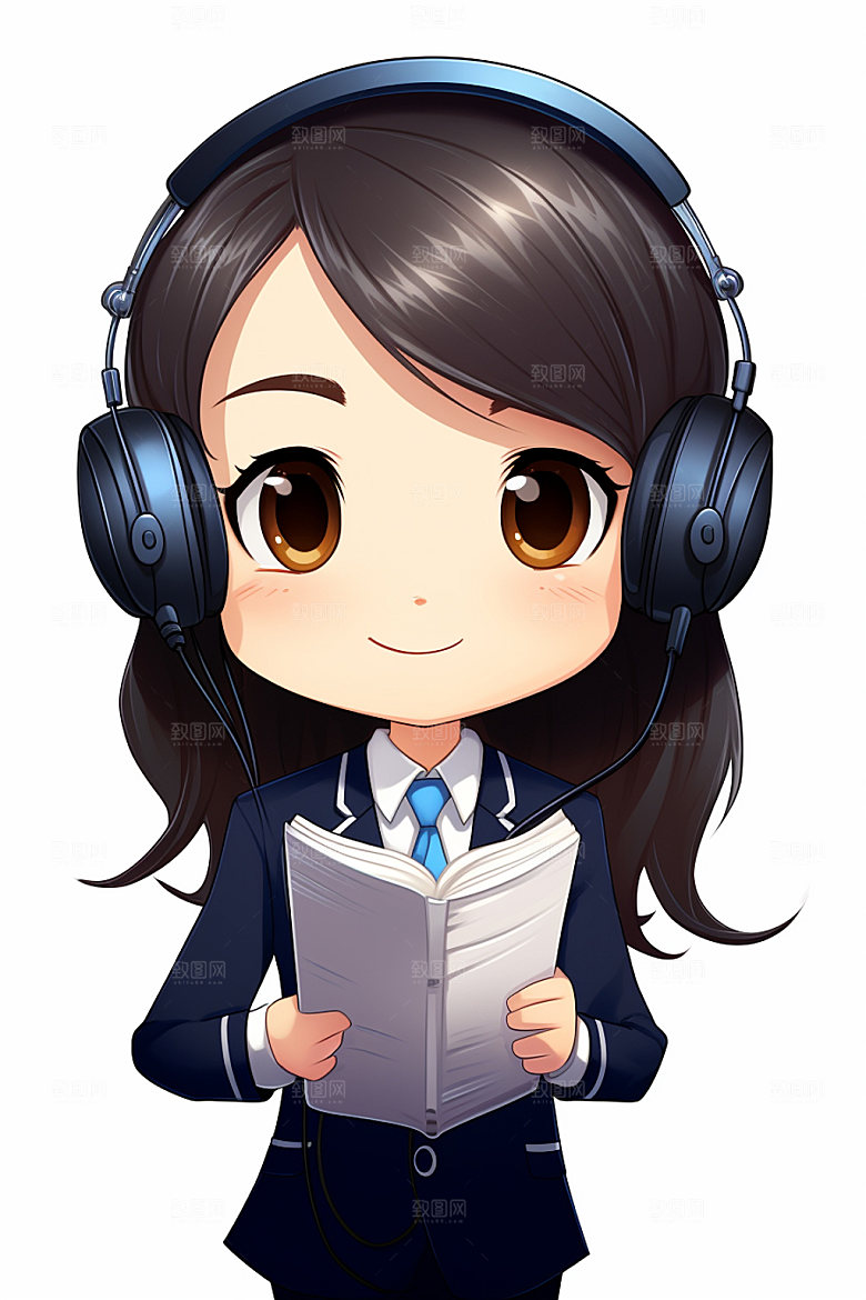 翻译官新闻播报记者插画