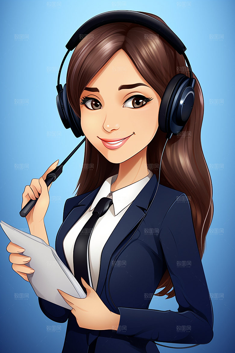 翻译官卡通形象插画