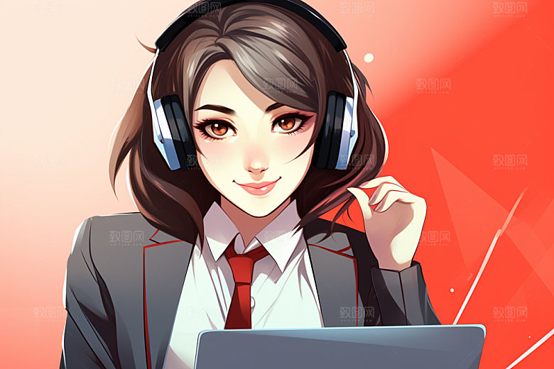 翻译官记者卡通插画