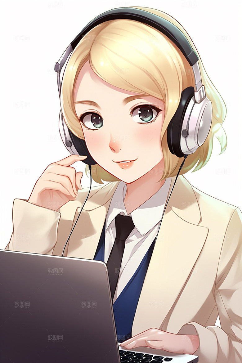 翻译官记者同声传译插画