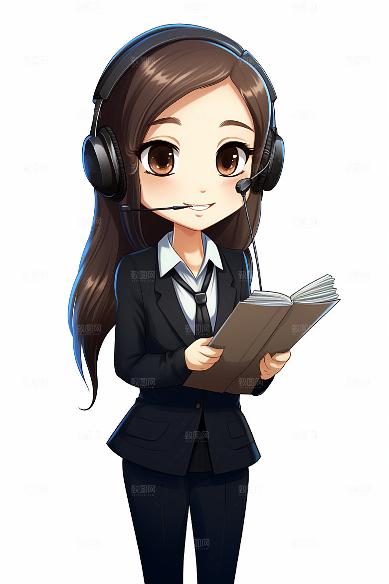 翻译官新闻播报记者插画