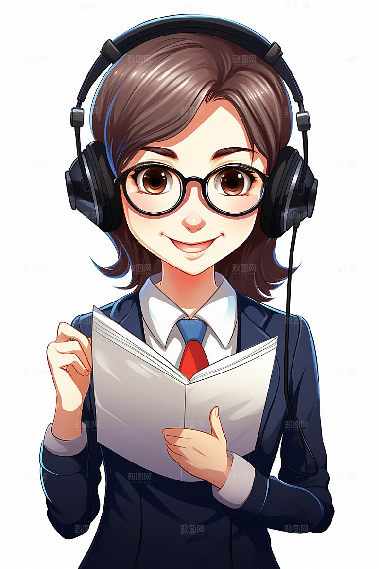 翻译官卡通同声传译插画