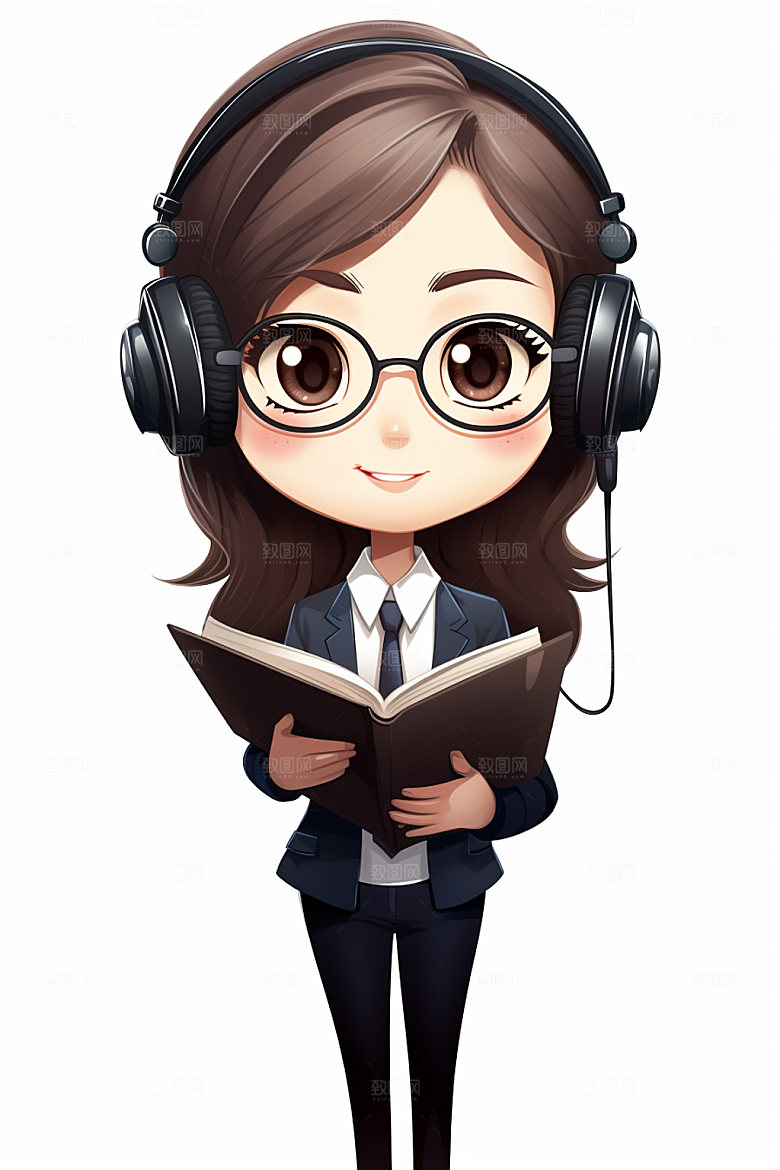 翻译官人物记者插画