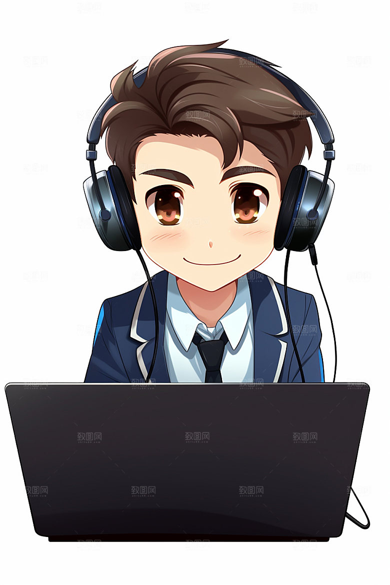 翻译官形象同声传译插画