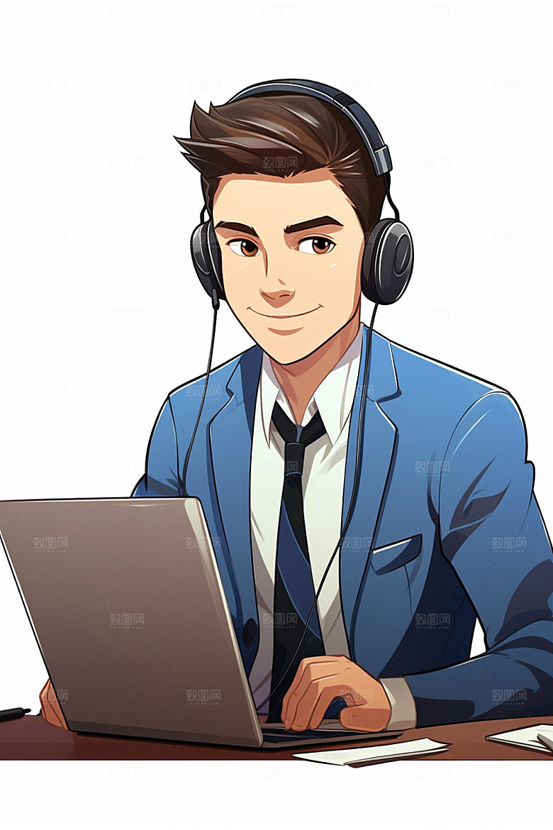 翻译官形象同声传译插画
