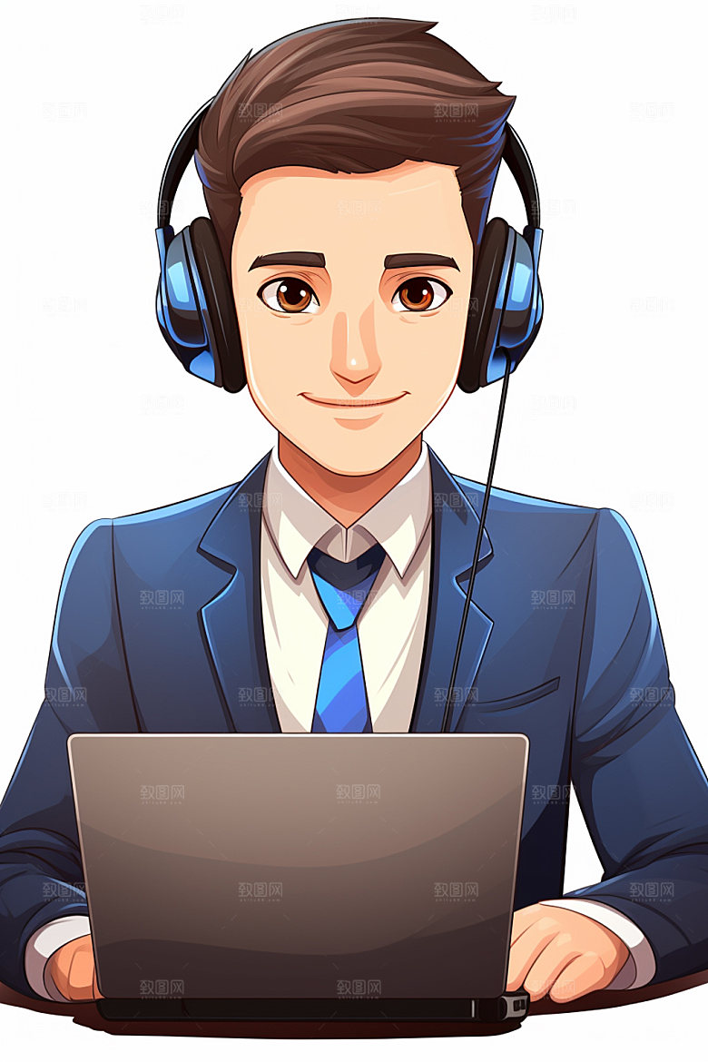 翻译官人物卡通插画