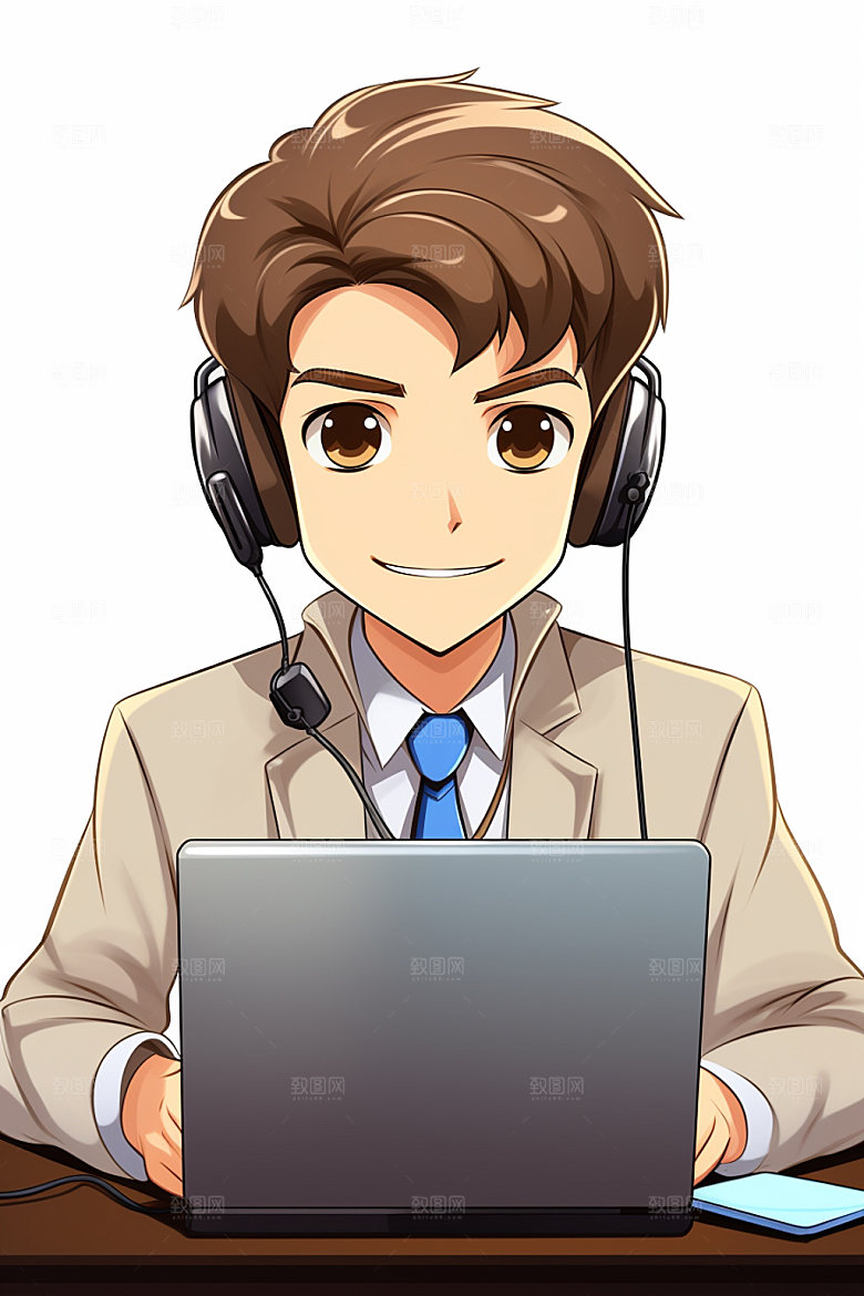 翻译官人物形象插画