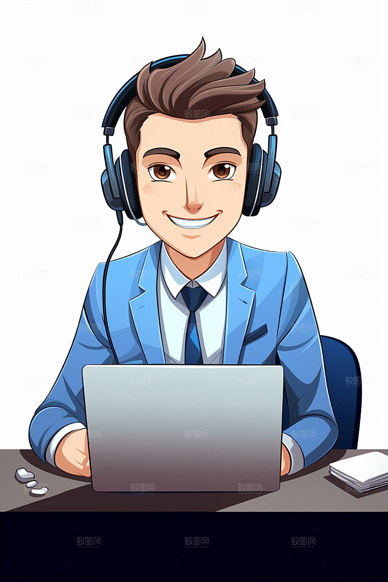 翻译官记者同声传译插画