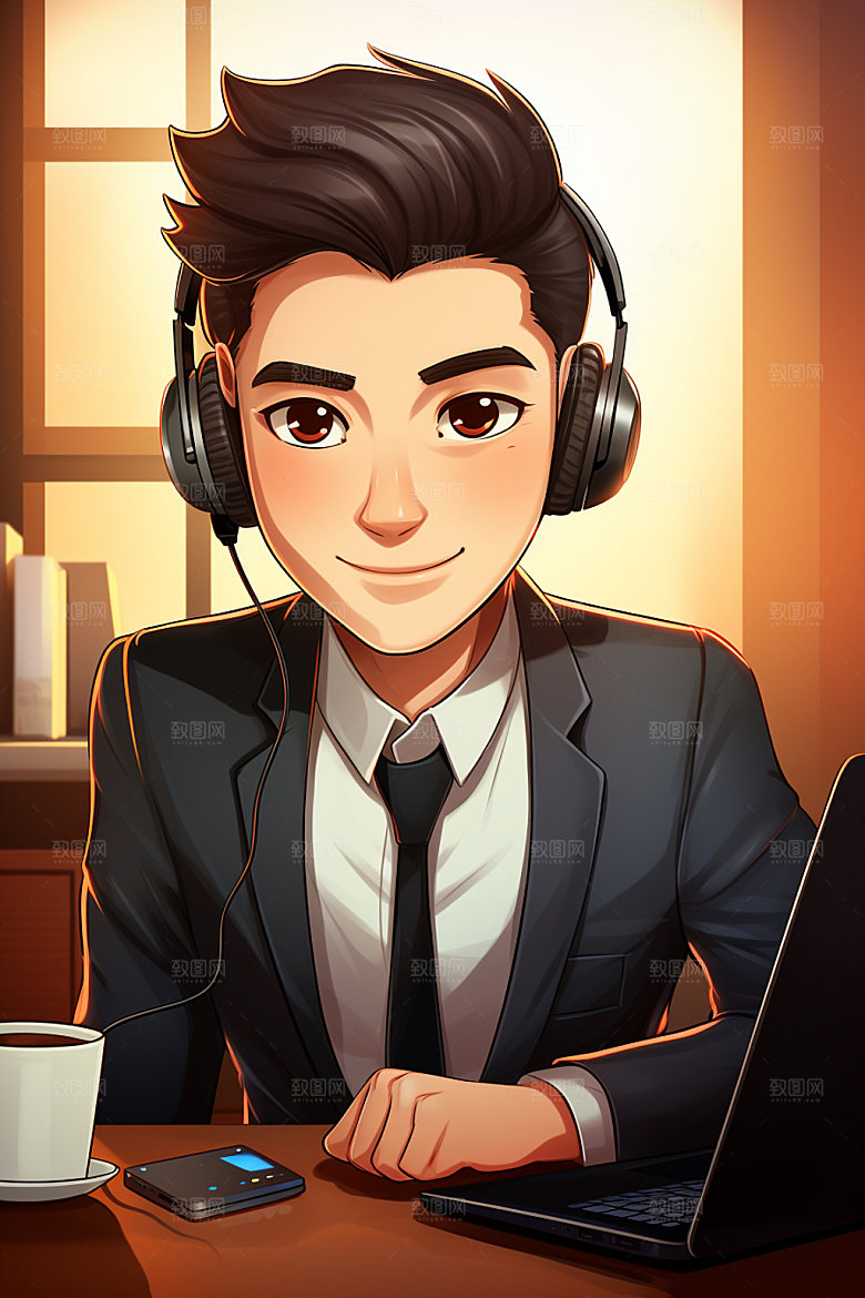 翻译官同声传译人物插画