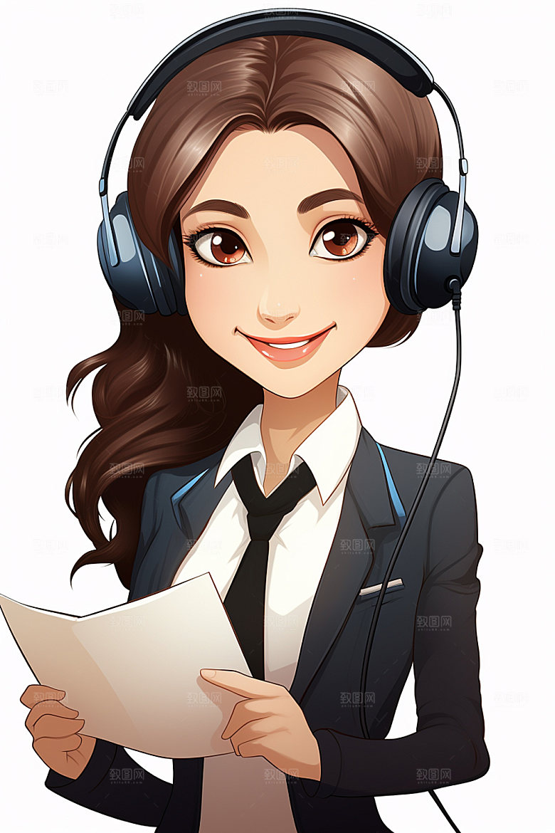 翻译官人物记者插画