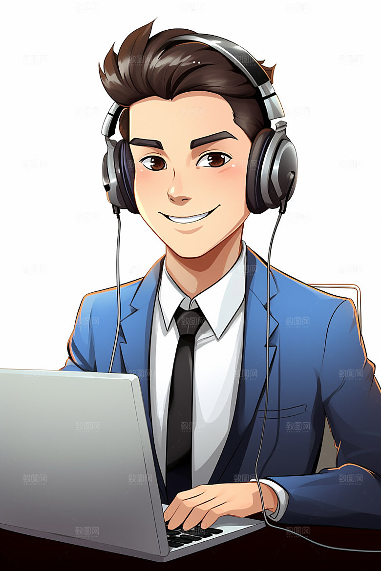 翻译官形象人物插画