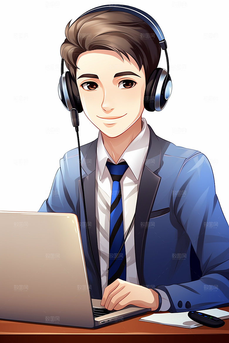 翻译官同声传译人物插画