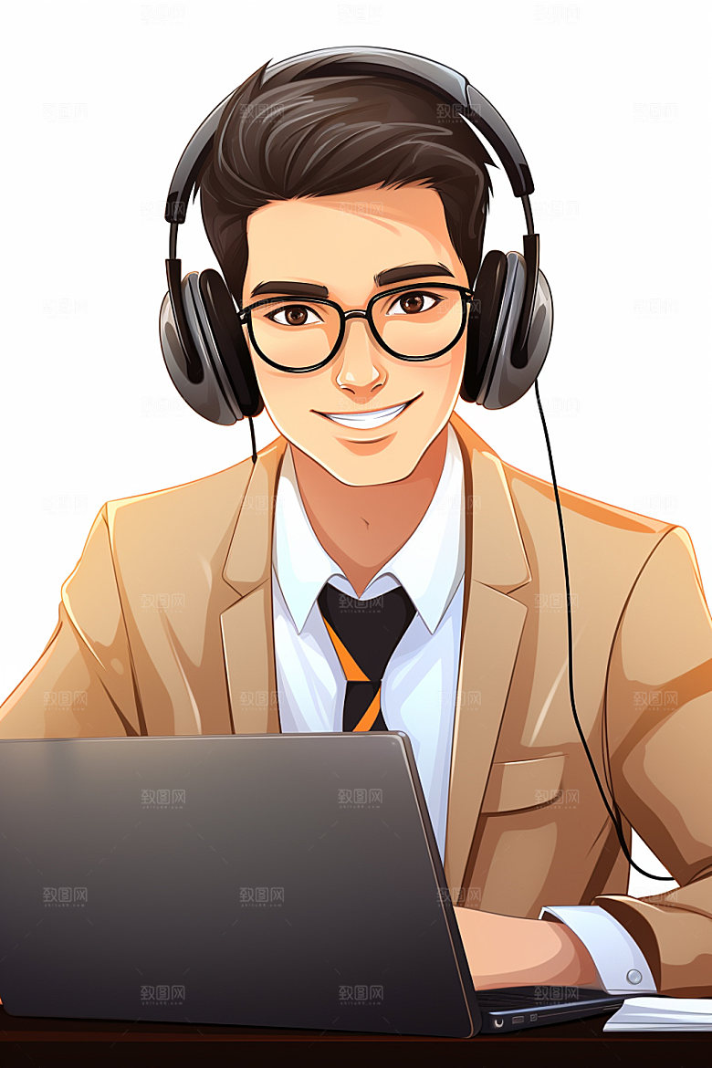 翻译官人物形象插画