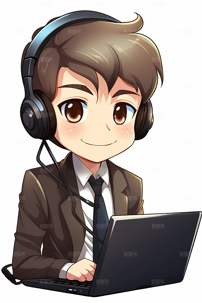 翻译官新闻播报人物插画