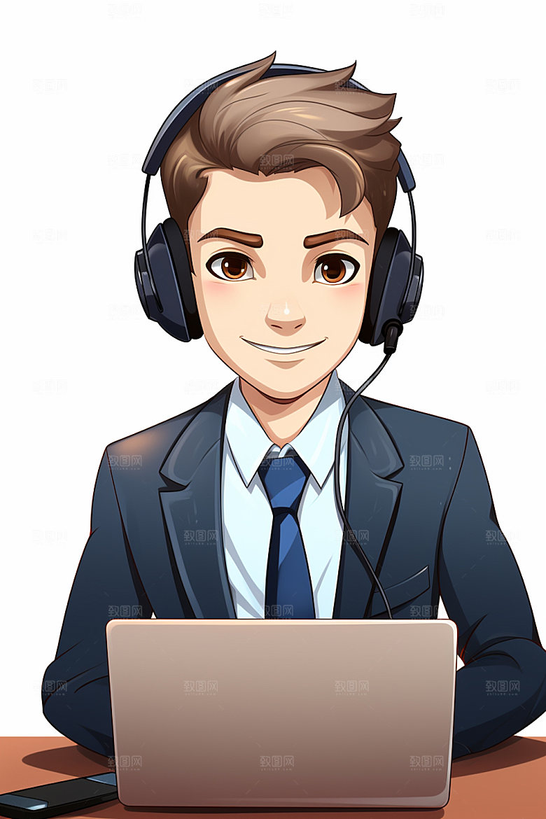 翻译官记者新闻播报插画