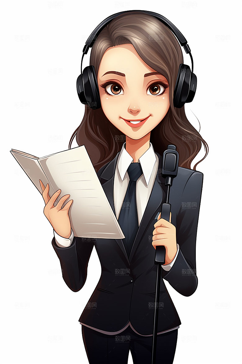 翻译官记者卡通插画