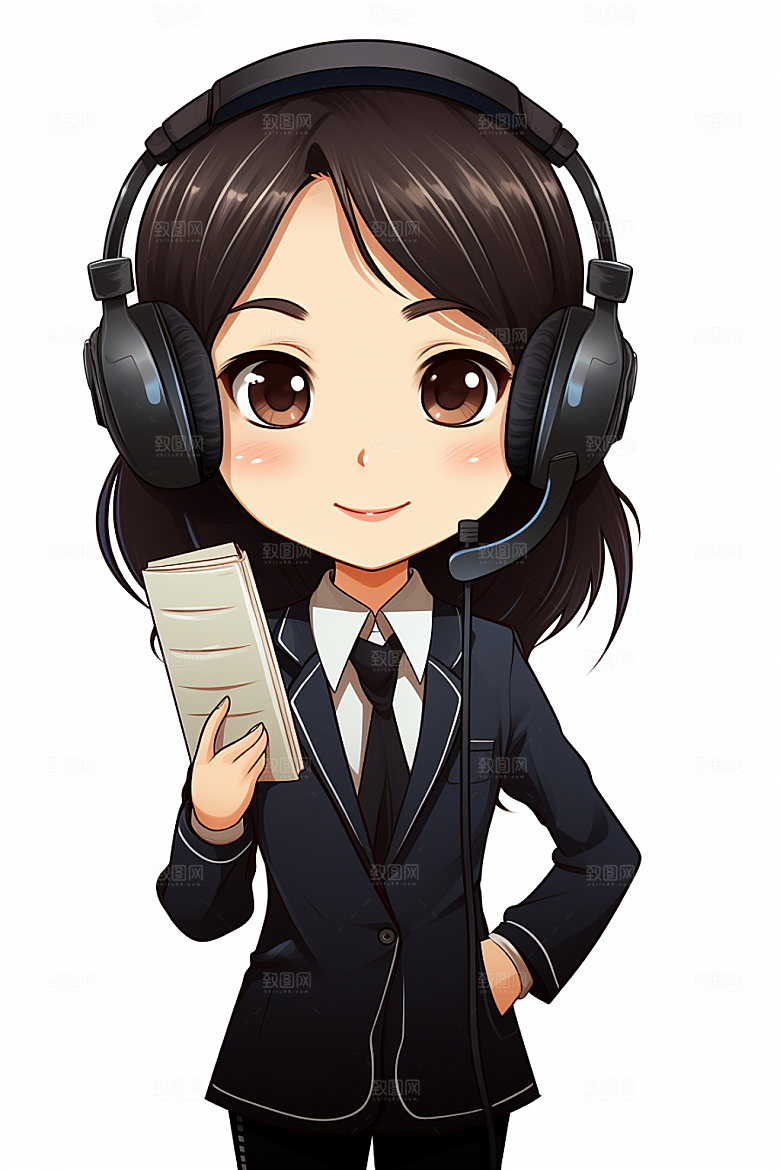 翻译官新闻播报同声传译插画