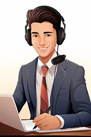 翻译官新闻播报记者插画