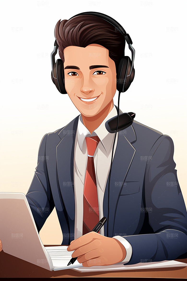 翻译官新闻播报记者插画