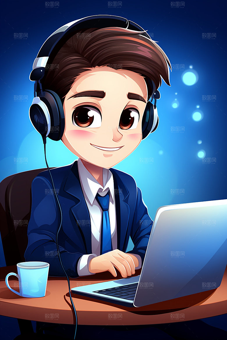 翻译官人物记者插画