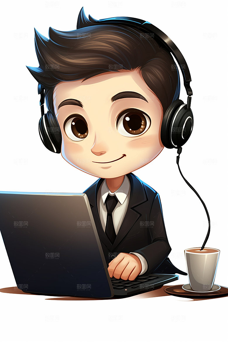 翻译官卡通同声传译插画