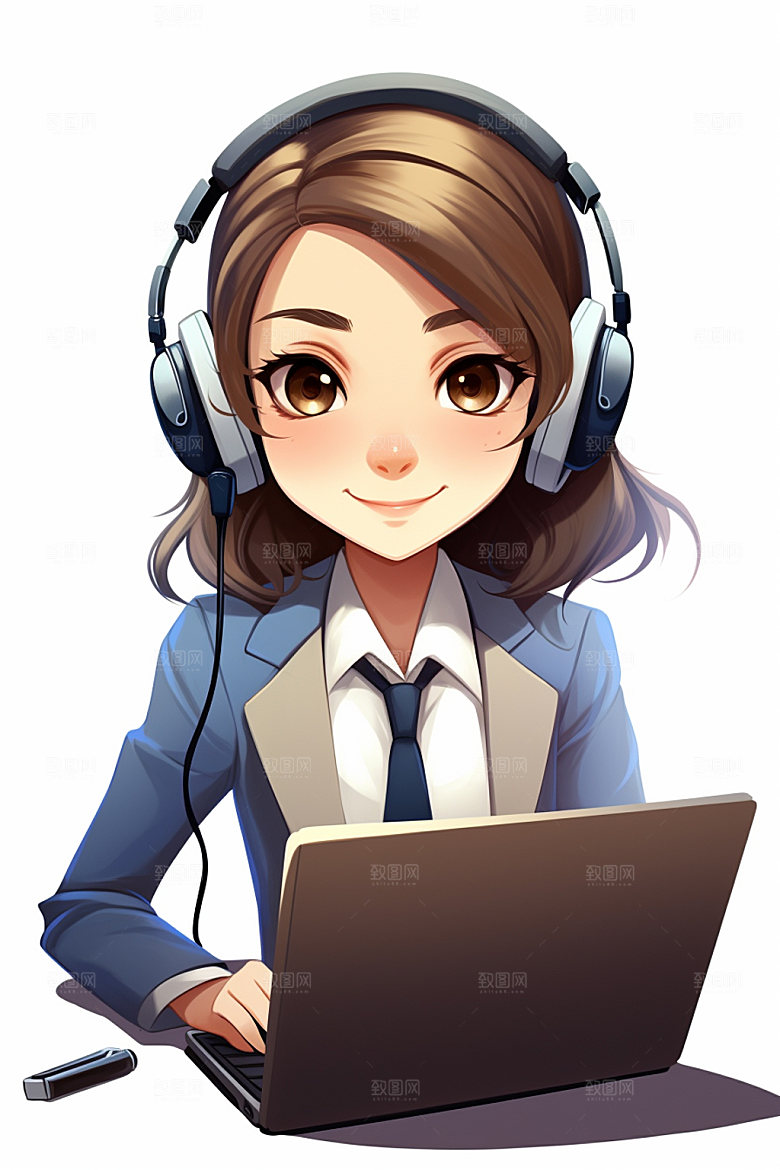 翻译官新闻播报记者插画