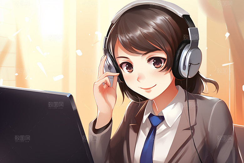 翻译官新闻播报记者插画