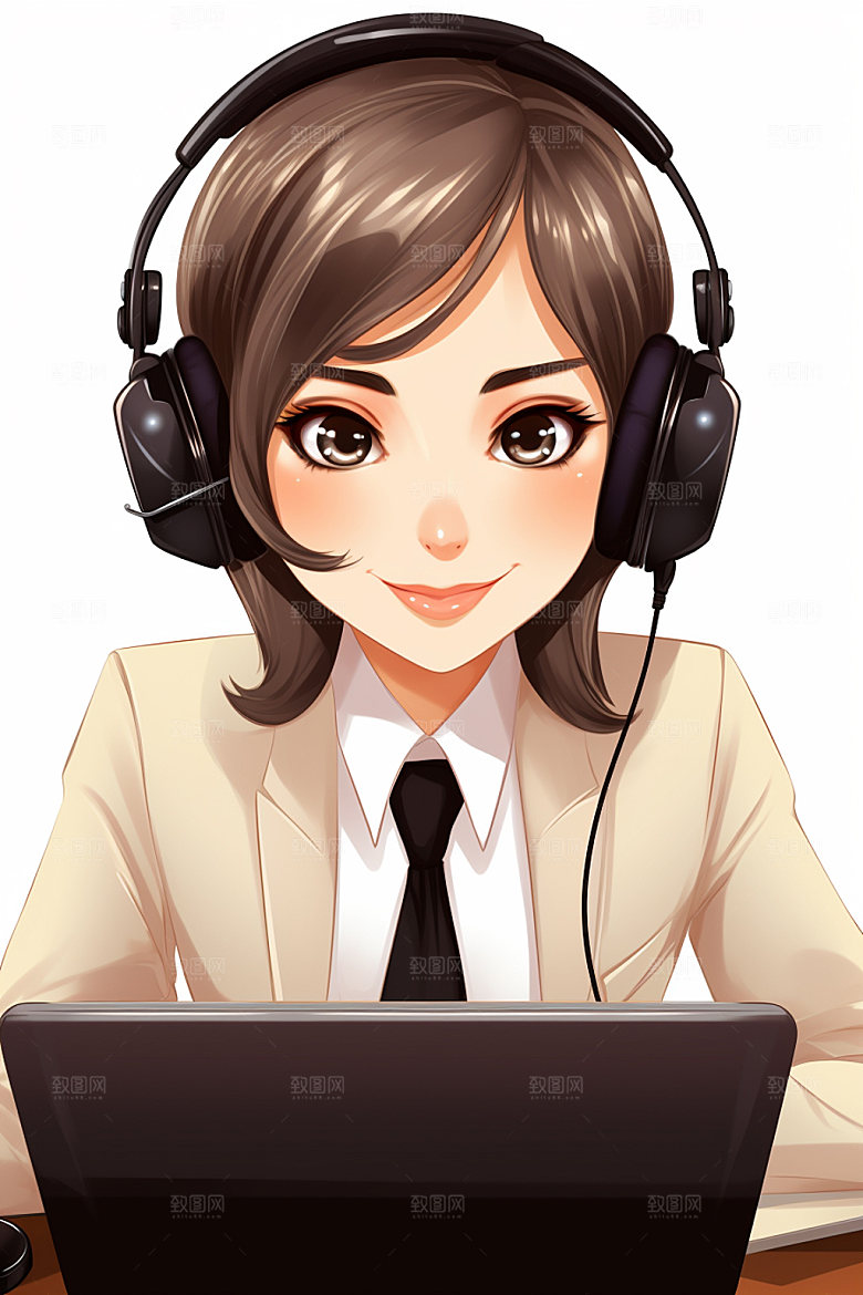 翻译官形象同声传译插画