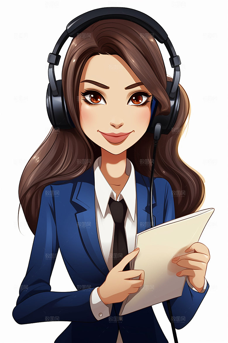 翻译官同声传译记者插画