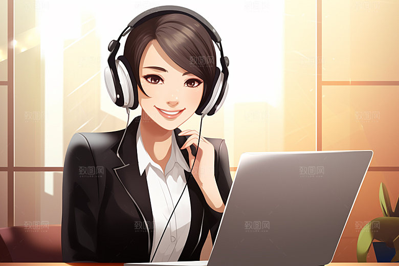 翻译官人物记者插画