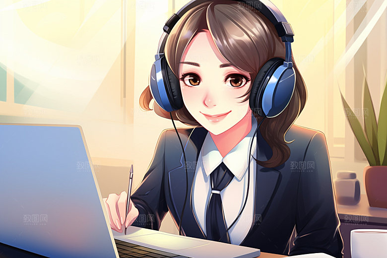 翻译官卡通人物插画