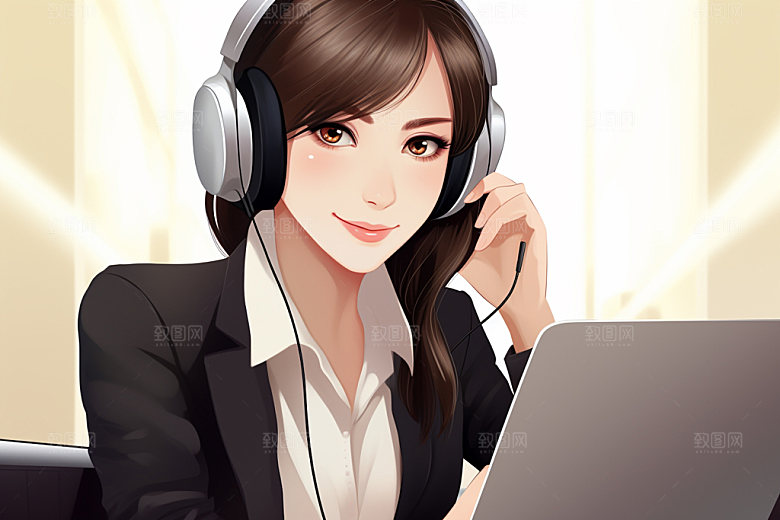 翻译官记者卡通插画