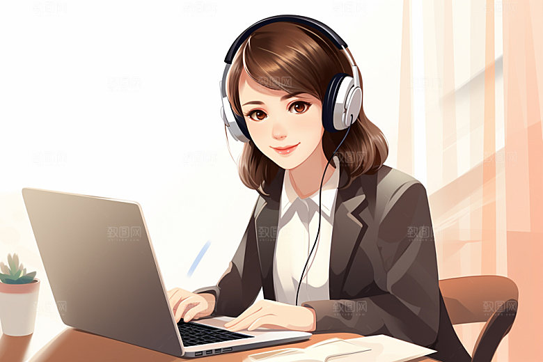 翻译官记者新闻播报插画