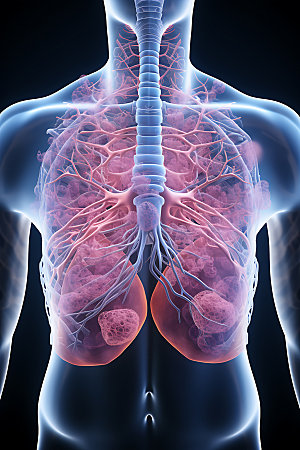 肺部构造元素人体透视插图