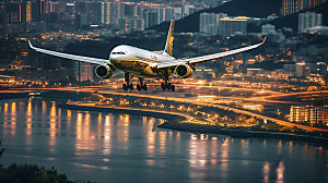 飞机起飞航空航旅摄影图