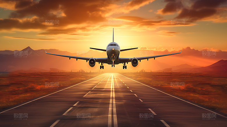 飞机起飞航空旅行摄影图