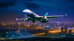 飞机起飞航行航旅摄影图