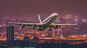 飞机起飞航旅航行摄影图