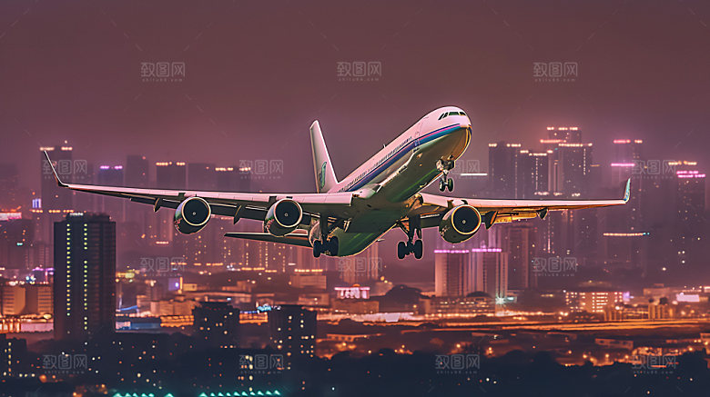 飞机起飞航旅航行摄影图