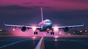 飞机起飞旅行机场跑道摄影图