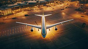 飞机起飞航旅机场跑道摄影图