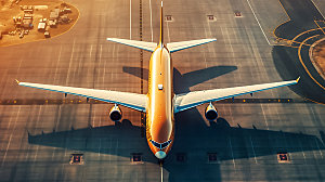 飞机起飞机场跑道航旅摄影图