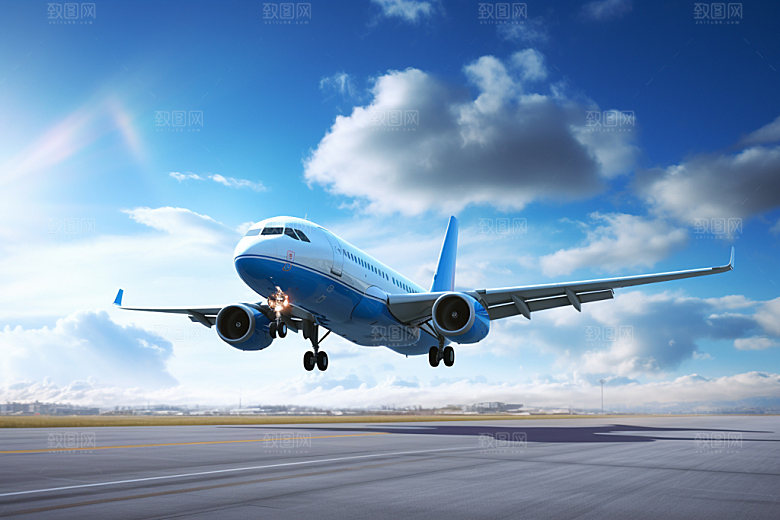 飞机起飞航空出发摄影图