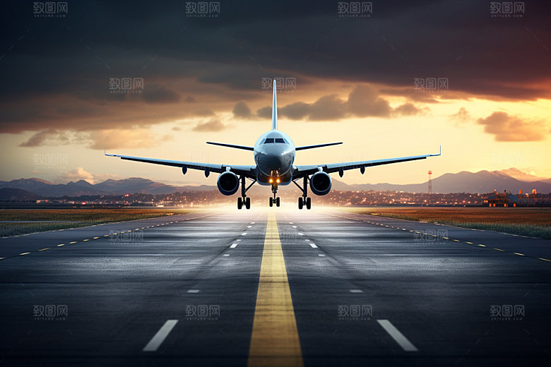 飞机起飞航空出发摄影图
