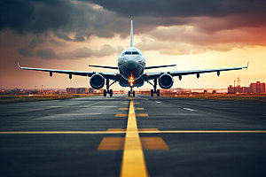 飞机起飞航空机场摄影图