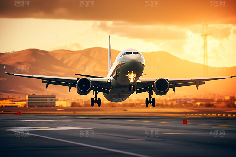 飞机起飞航空高清摄影图