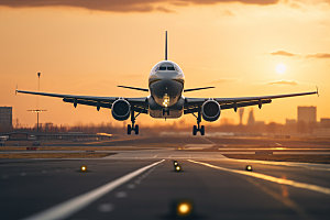 飞机起飞机场航空摄影图