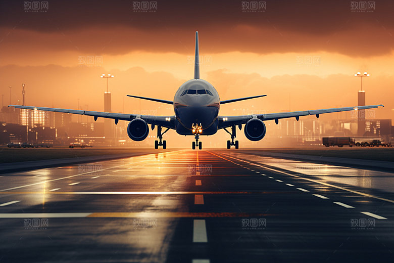 飞机起飞出发航空摄影图