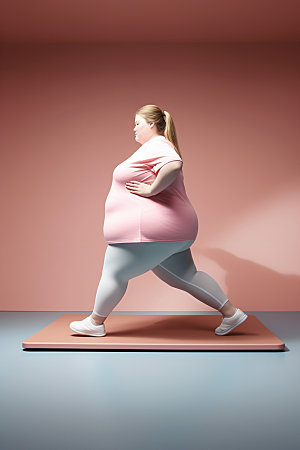 胖子减肥健身高清素材
